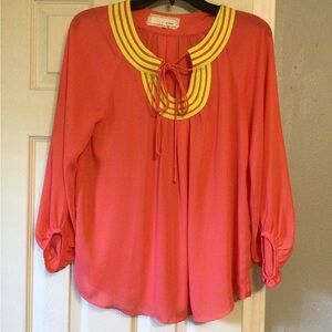 A’reve orange blouse tie neck